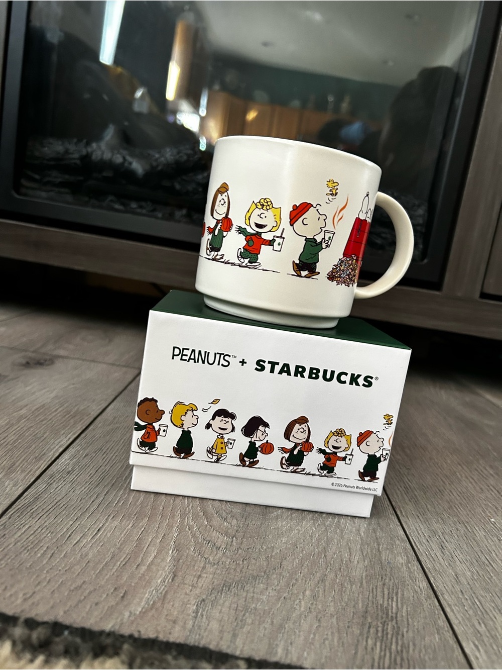 Starbucks Peanuts Holiday Ceramic Mug - Cream with Red & Green Accents
